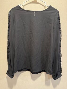 Semi Sheer Black Blouse with Ruffled Sleeves